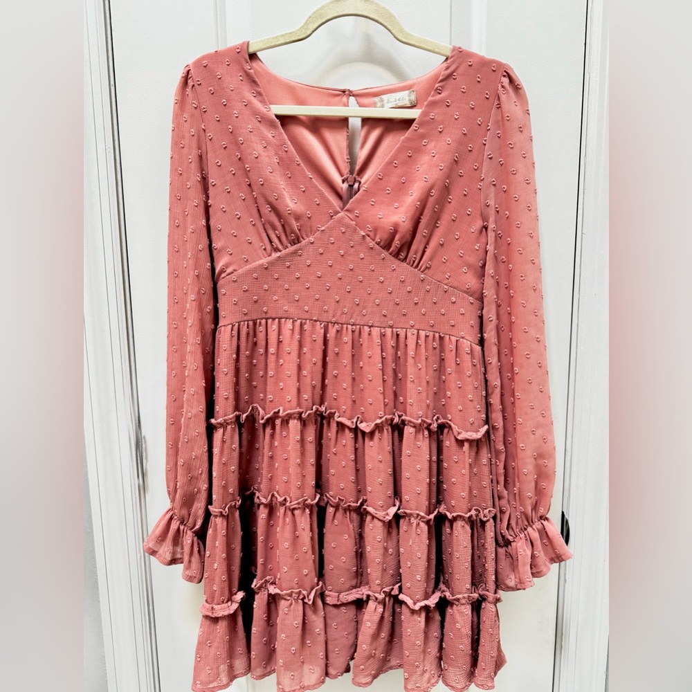 Altar'd State Pink Long Sleeve Dress